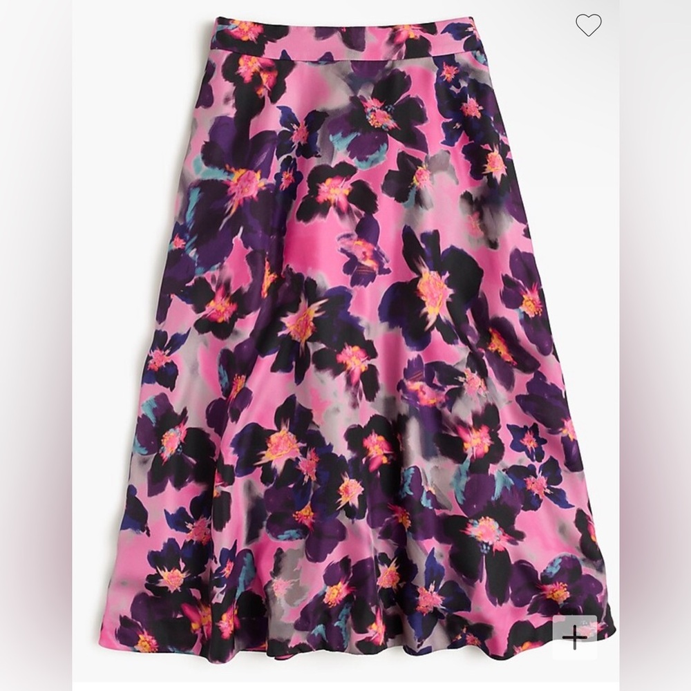 J. Crew Collection A-line silk twill skirt in watercolor floral